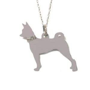 Bassenji Glitter Collar Sterling Silver Rhodium Plated Pendant