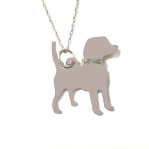 Beagle Glitter Collar Sterling Silver Rhodium Plate Dog Pendant