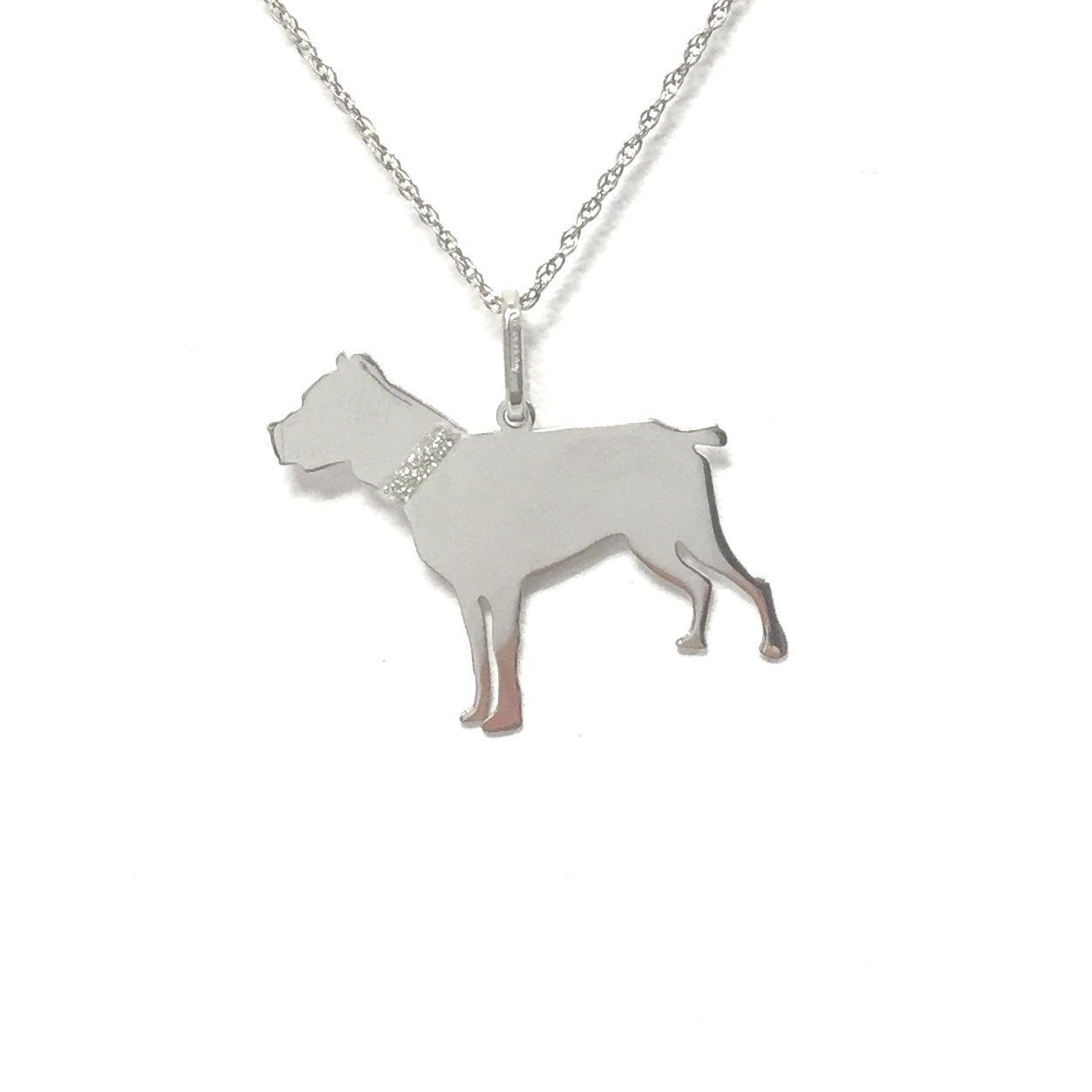 Beagle Glitter Collar Sterling Silver Rhodium Plated Dog Pendant
