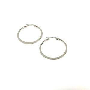Round 1.75 inch Diameter Flat Stainless Steel Hoop Earring