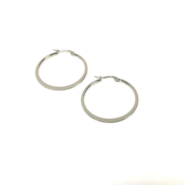 Round 1.75 inch Diameter Flat Stainless Steel Hoop Earring