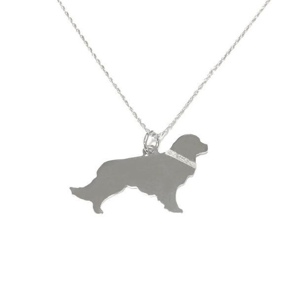 Golden Retriever Sterling Silver Rhodium Plate with Glitter Collar