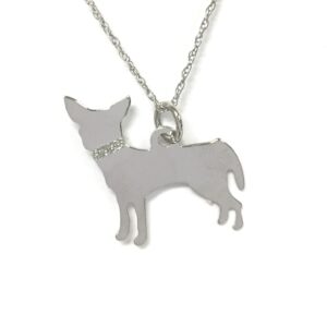 Pinscher Sterling Silver Rhodium Plated Pendant with Glitter Collar