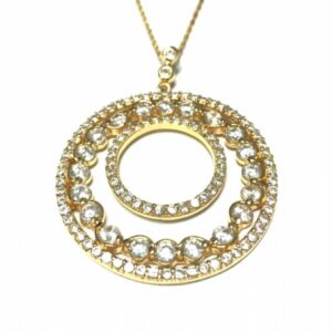 Double Circle Gold Plated Sterling Silver Pendant
