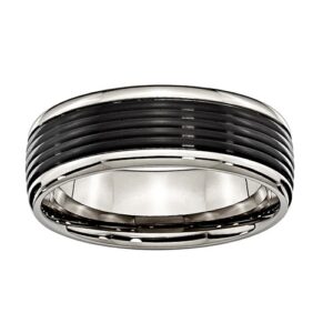 Titanium 8mm CF W/Black Enamel Inlay Band