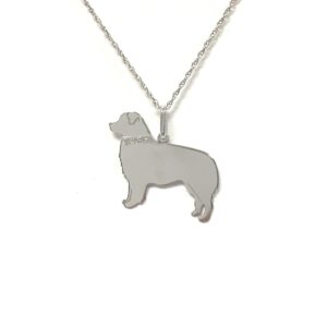 Australian Sherpard Sterling Silver Rhodium Plate Glitter Collar Pendant