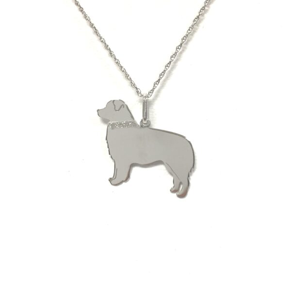 Australian Sherpard Sterling Silver Rhodium Plate Glitter Collar Pendant