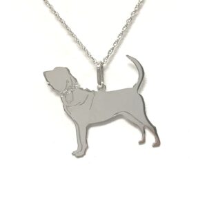 Blood Hound Glitter Collar Sterling Silver Rhodium Plate Dog Pendant