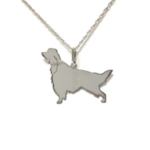 Breton Setter  Glitter Collar Sterling Silver Rhodium Plate Dog Pendant