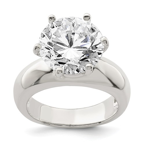 Sterling Silver Round Solitaire CZ Ring – Toni-Bijoux